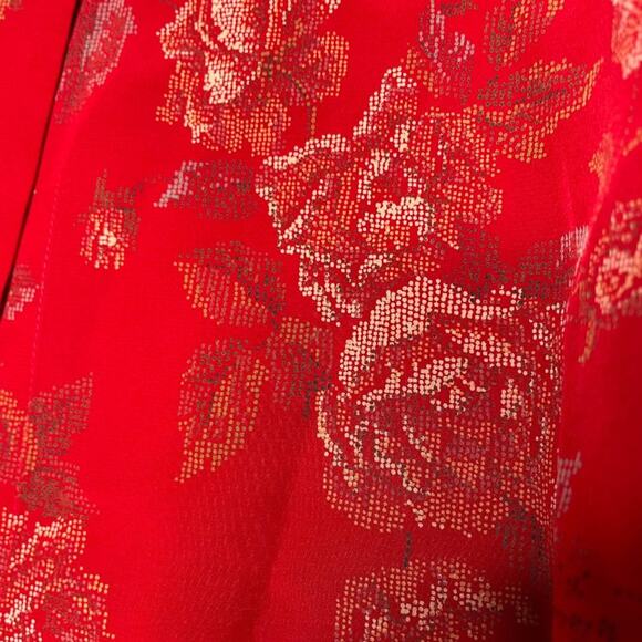 Linda Allard for Ellen Tracy Womens Button Down Shirt Sz M Red Oversized Floral - Picture 13 of 16